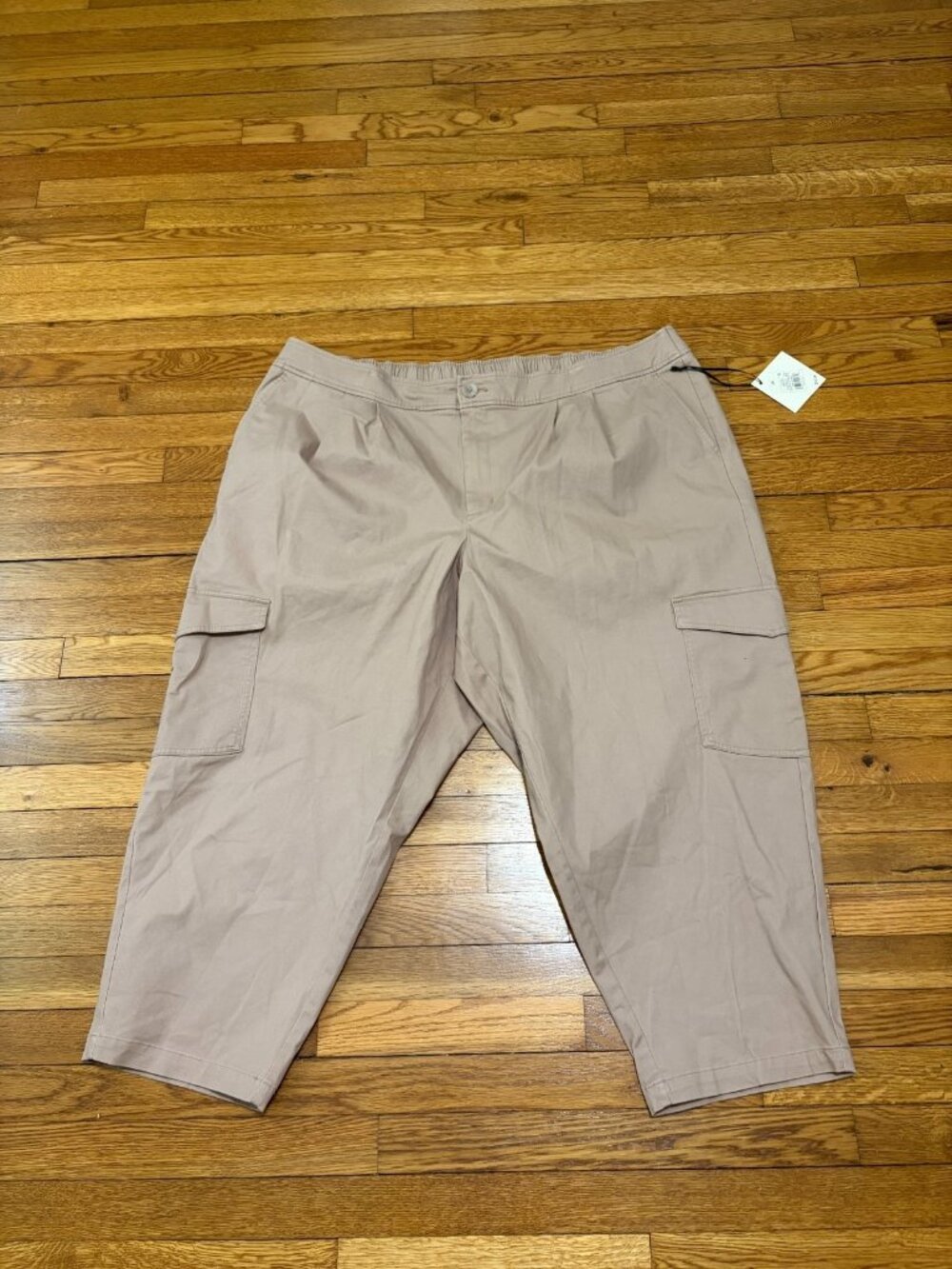 Ava & Viv Pants Women's Plus Size 3X Brown Cargo Stretch Cropped NWT $35